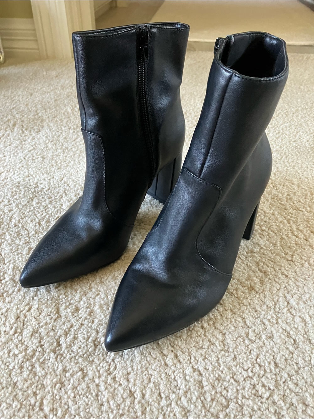 INC International Concepts Black Pointed Toe High Heel Ankle Booties
